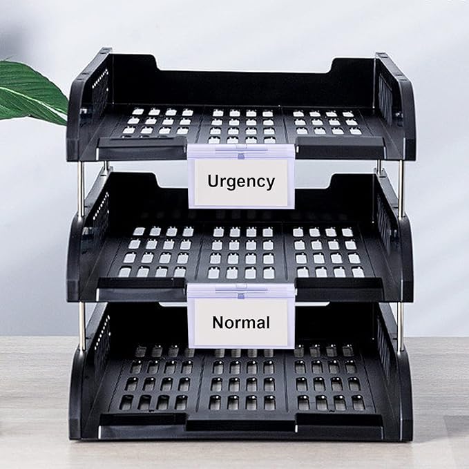 120PCS Clear Plastic Label Holders Clear Plastic Bin Clip Labels for Baskets Wire Shelf Price Card Tag, Aulufft Transparent Label Holder with 120pcs Paper Labels for Storage Bins (2.36 x 1.65 inches)