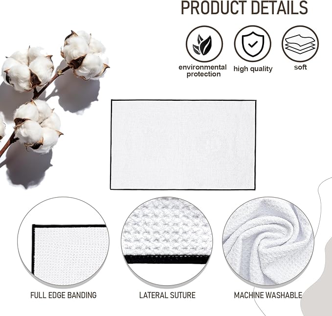 stonechic 40 Pack Sublimation White Towels Waffle Weave Kitchen Towels with Black Borders Blanks Microfiber Dish Drying Towel for DIY 16x24 Inch