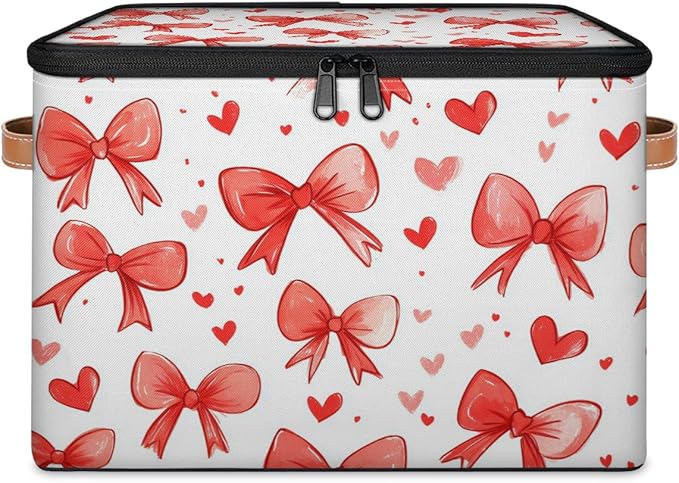 Cubes Storage Baskets,Ribbon Bow Empty Gift Basket,Foldable Storage Box Bin,Waterproof Open Shelf Basket Organizer for Clothes Toy Bedroom Nursery Home Decorative