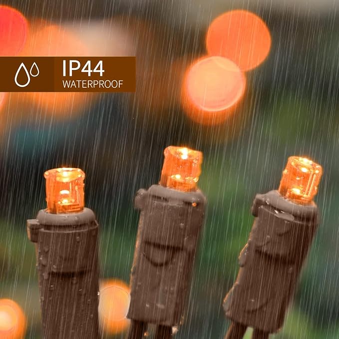 LAMPHOME Orange Thanksgiving Mini Lights, 21.6FT100 LED Autumn Fall String Lights,Connectable 120V Plug in for Outdoor Indoor Garden Party Halloween Christmas Xmas Tree Lights Yellow Decor