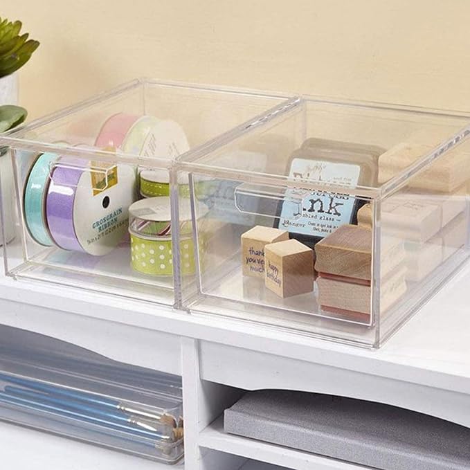 Clear Acrylic Storage Box Stackable Organizer for Cosmetics Jewelry Stationery Plastic Bins Acrylic Makeup Organiser