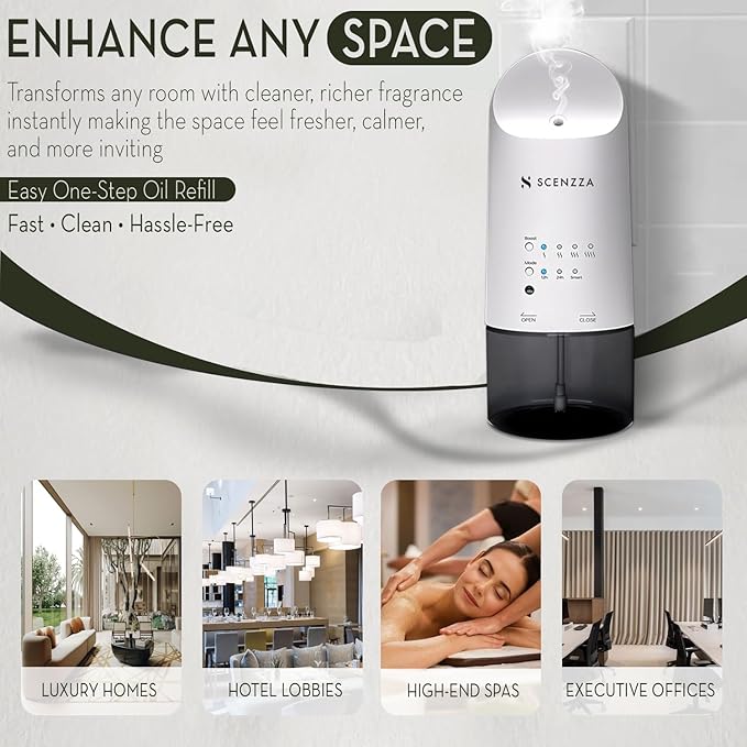 Plug in Waterless Essential Oil Diffuser for Wall Outlet, Portable Wall Diffuser Aromatherapy Device, Light Sensing & Long Lasting Fragrance, Perfect for Home, Office, & Spa, 160ml, White