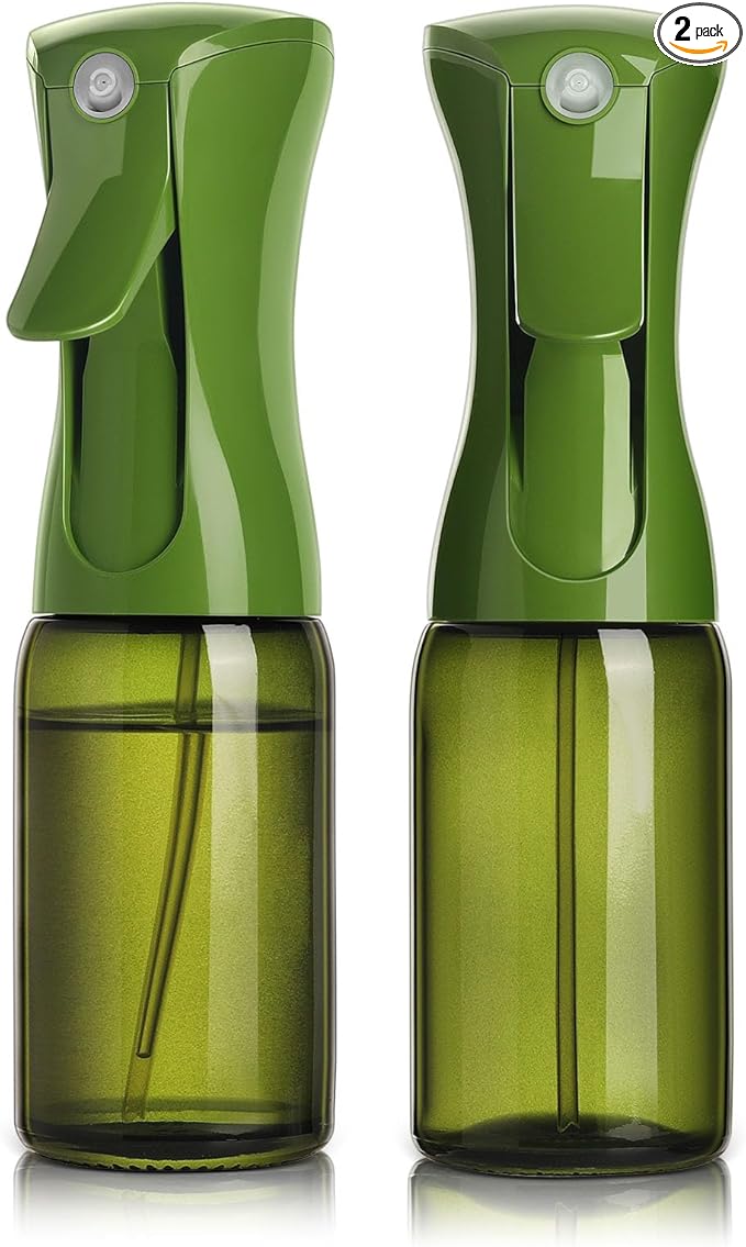 Mistifi Premium Oil Sprayer, Olive Oil Sprayer – Dark Glass Bottle for Cooking, Air Fryer & Salad – Fine Mist, Easy Press – Green Set of 2