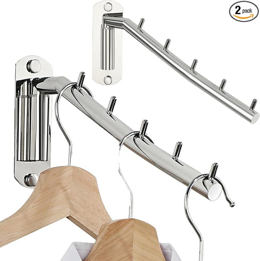 Alise Wall Mounted Drying Rack,Swivel Clothes Drying Rack Stainless Steel,Space Saving Clothes Hanger Rack,Heavty Duty Clothes Wall Drying Rack for Laundry Closet Bathroom,Polished Chrome,2 Pack