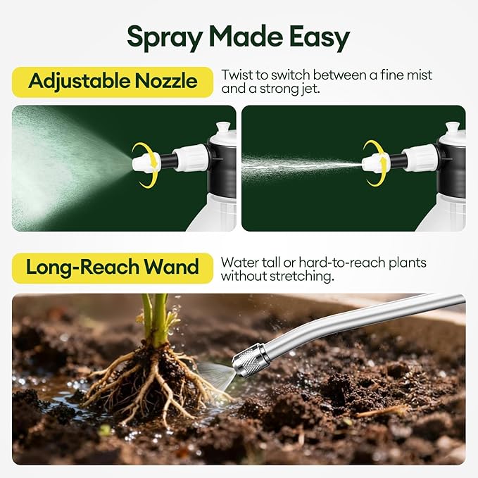 50oz Pump Sprayer, Hand Water Spray Bottle for Indoor Plant, Clear Plant Sprayer with Side Filling Port, Measuring Cup, Adjustable Nozzles, Safe Pressure Relief Valve