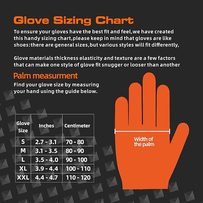 TREEGO 10 Mil Nitrile Gloves XL - Heavy Duty Orange Gloves with Double Diamond Grip, Disposable Mechanic Rubber Gloves, Latex Free Industrial Work Gloves for Garage & Automotive, 50 Count Extra Large