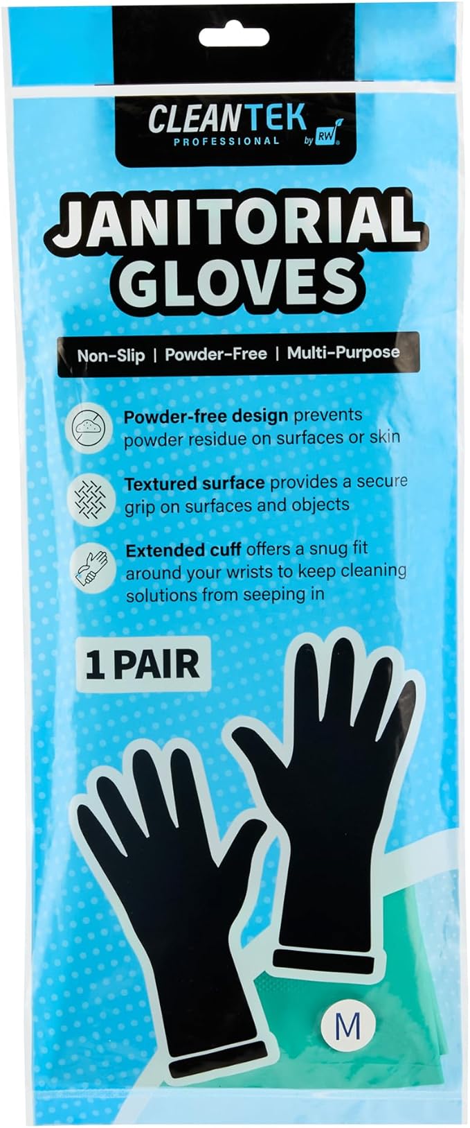Green Cleaning Gloves 10 Pairs 15 Mil Thick Medium Heavy-Duty Nitrile Gloves With Long Cuff No-Latex Flock Lining For Use In Hospitals, Laboratories, Kitchens and Households