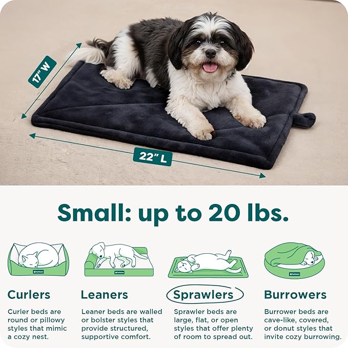 FurHaven ThermaNAP Self Warming Cat Mat/Dog Bed for Crates with Self-Warming Technology for Cozy Rest, Fully Machine Washable, Small, Plush Faux Fur, Black