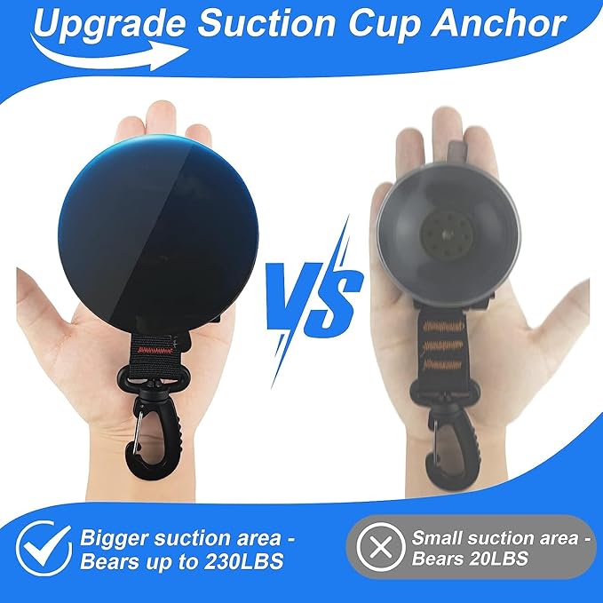 Hlogree 6PCS Heavy Duty Suction Cups Anchor with Hooks,Vacuum Suction Cup Camping Tie Downs with 6PCS Aluminum Buckle,Outdoor Strong Suction Cup Wall Anchor for Camping Tarp Accessory,Car Side Awning