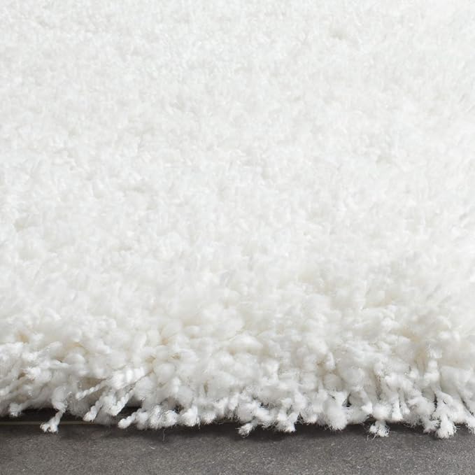 SAFAVIEH Santa Monica Shag Collection Area Rug - 11' x 15', White, Solid Pattern, Plush 2-inch Thick, Ideal for High Traffic Areas in Living Room, Bedroom, Dining (SGN725-1010-1115)