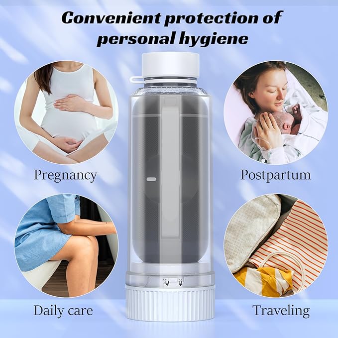 Portable Bidet for Travel,Rechargeable Travel Bidet Sprayer with Adaptor, Waterproof High Pressure Handheld Bidet for Women Men Personal Hygiene,Black