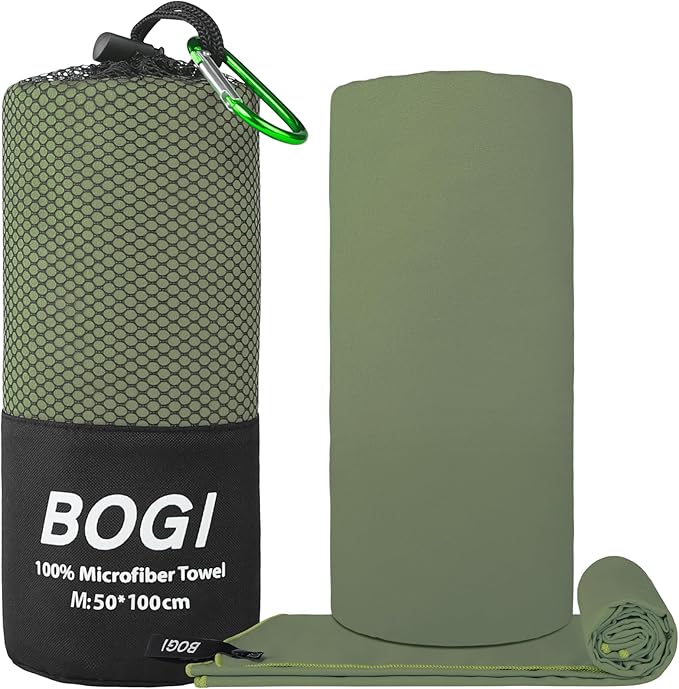 Microfiber Travel Sports Towel-Quick Dry Travel Towel,Soft Lightweight Absorbent Compact Sports Towel for Camping Gym Beach Bath Yoga Swimming Backpacking (M:40''x20''-AGreen)