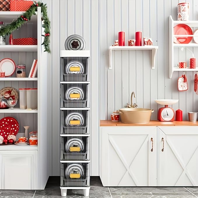 Slim Storage Cabinet with Drawers - Durable Waterproof PP Organizer for Bathroom/Kitchen/Health - Small Spaces, Snacks, Display & Retail