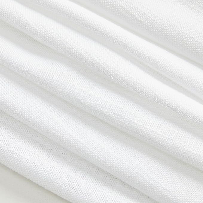 MYSKY HOME White Curtains 84 Inch Length 2 Panels Set, Semi Sheer Cotton Blend Soft Touch Light Filtering Drapes for Doorways Sliding Glass Door, 50" Wide per Panel, White, 2 PCs