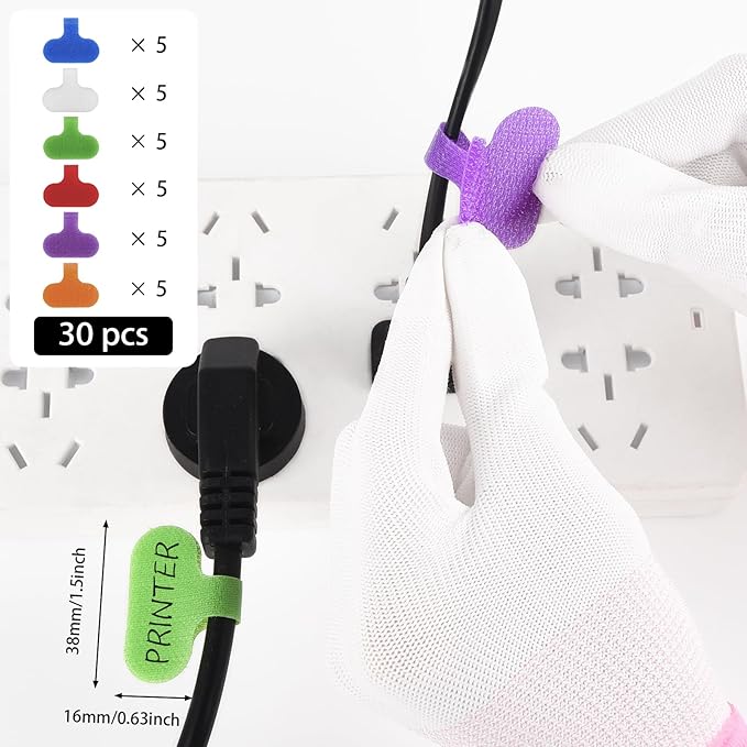 30Pcs Cable Cord Labels, Purpose Cable Tags Handwriting Reusable Wire Labels, Electronic Cable Identification Tags for Wire Management and Identification (Oval)