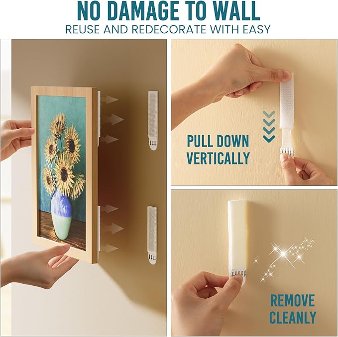 TAILI Picture Hanging Strips Heavy Duty, Large 14 Pairs (28 Strips) Frame Hanger for Walls, Pictures Haing Kit Without Nail, Damage Free Adhesive Poster for Decor, Art, Mirror