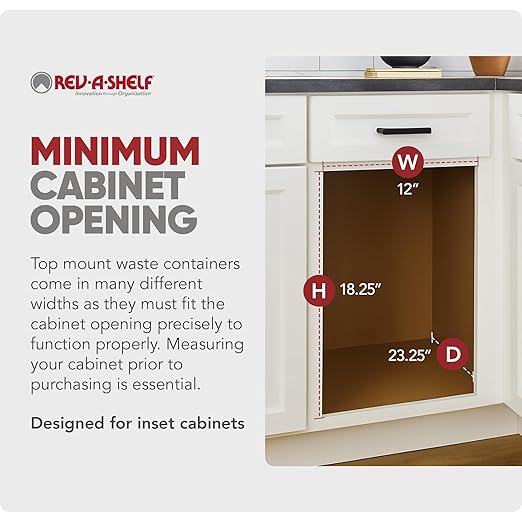 Rev-A-Shelf Top Mount Double Pullout Under Cabinet 27 Quart Kitchen Trash Cans w/ Soft Close, 150 Pound Rated Full-Extension Slides, 4WCTM-15BBSCDM2