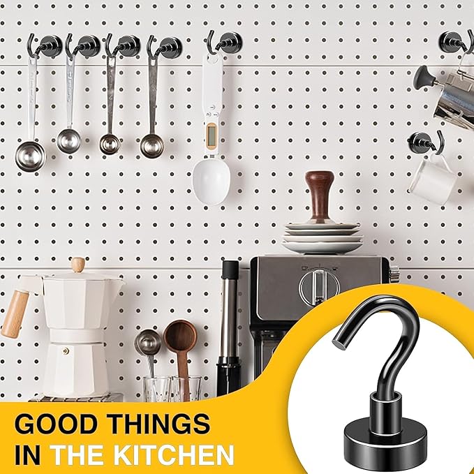 DIYMAG Magnetic Hooks, 30lbs+ Magnet Hook 2025 Cruise Cabin Ship Essentials Heavy Duty Strong Magnets Refrigerator Fridge Hanging for Classroom Beach Vacation Kitchen Grills Home Black 60 Pack