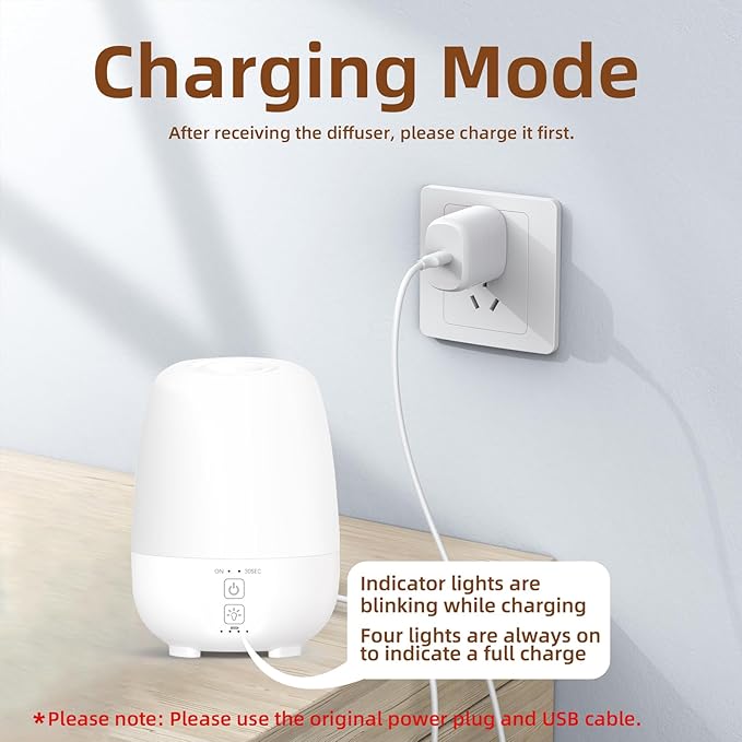 150ML Rechargeable Battery Operated Essential Oil Diffuser,7-Hour Runtime with 7 LED Color Changing Lights Portable Cordless Aromatherapy Diffuser