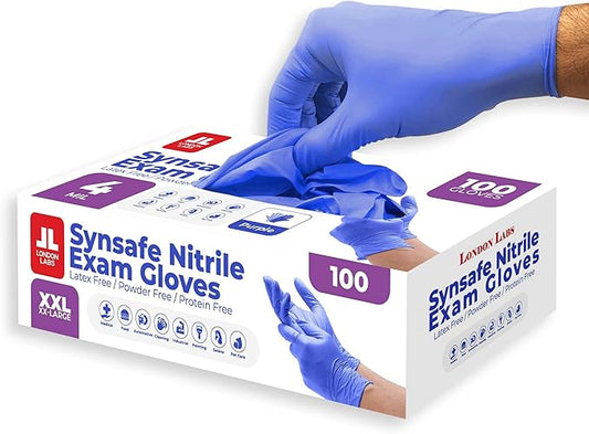 Synsafe 4 Mil - Purple Nitrile Exam Gloves –Disposable Latex Free & Powder Free – Extra Strong, Rubber Gloves