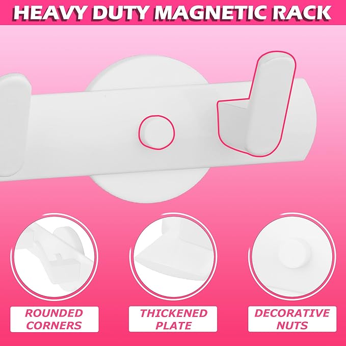 ULIBERMAGNET White Magnetic Coat Rack,Heavy Duty Coat Magnetic Holder with 5 Hooks,Anti-Slip Strong Magnetic Hanger for Refrigerator,Metal Cabinet,Entryway,Hanging Coat, Jackets, Umbrella,Scarf,Bag