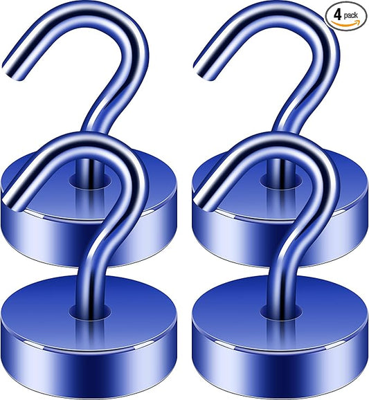 Neosmuk Magnetic Hooks, Cruise Ship Essentials, 4lb+ Heavy Duty Magnetic Hooks for Cruise Cabins, Refrigerator, Grill, Hanging, and Travel | Extra Strong Must-Haves Magnet Hook,Navyblue,Pack of 4
