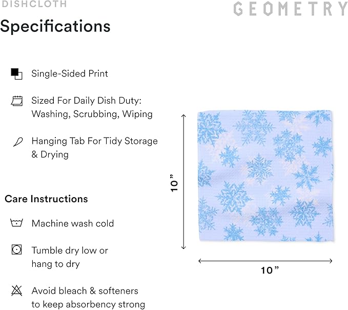Holiday Kitchen Dish Cloths - Quick Dry Dishcloths for Kitchen - Premium Dish Rags with Geoweave - 3-Pack Set - Snow Frostin