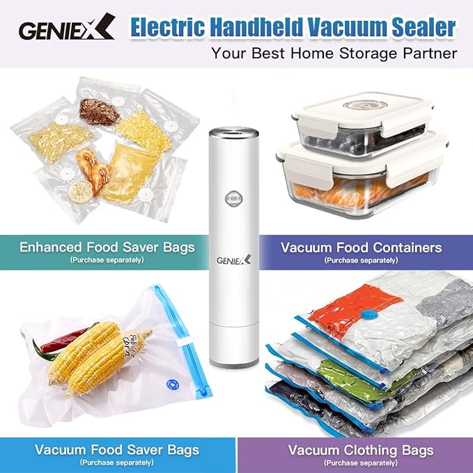 Handheld Vacuum Sealer for Food Storage | Compact, Wireless, Rechargeable (Sealer Only)