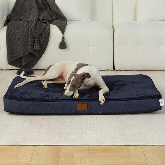 Memory Foam Large Dog Bed - 4” Thick Orthopedic Beds for Large Dogs - Waterproof Dog Bed with Removable Washable Cover & Wrap-Around Zipper - Ultimate Comfort and Easy Maintenance