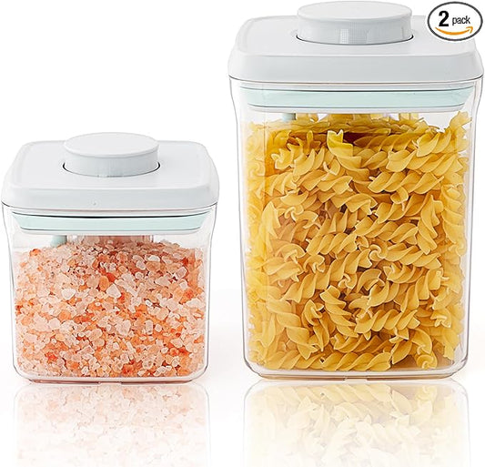 Airtight Food Storage Containers with Lids, BPA Free Cereal Container for Kitchen Pantry Organization, Stackable Clear Plastic Canisters for Flour Sugar Baking Supplies (0.5Qt + 1.5Qt)