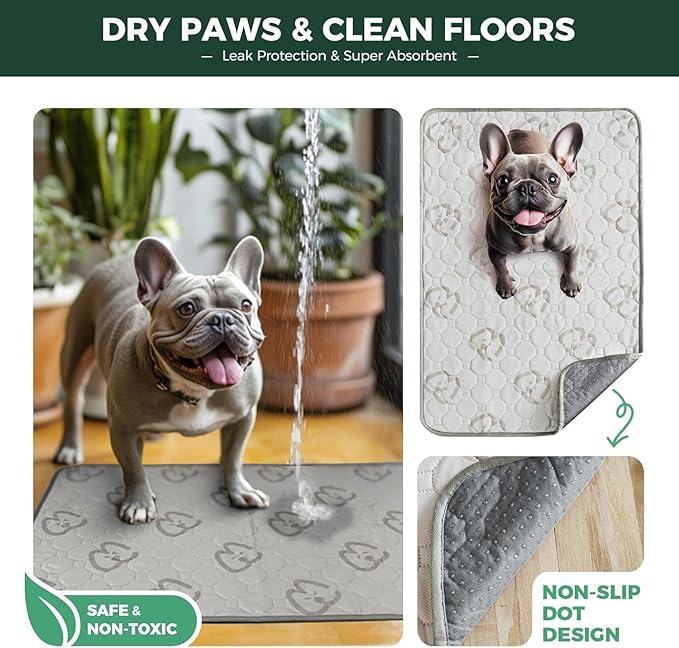 FXW Washable Pee Pads for Dogs, Puppy Pads with Super Absorbent, Specifically Designed for 18inch Cages, 11" x 17" Rectangle, Khaki, 2 Packs