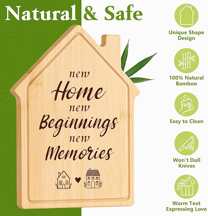 Craftique House Warming Gifts New Home, New Home Cutting Board Essential/Gift Ideas, House-Shape, House/Kitchen/First Apartment Essential, Housewarming Gifts for Women/Men/Couple/New Homeowner