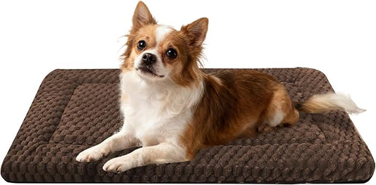 Dog Bed Crate Mat, Soft Durable Washable Anti-Slip Kennel Pad for Dogs & Cats, Reversible (Dark Brown, M(30"*20"*1.5"))