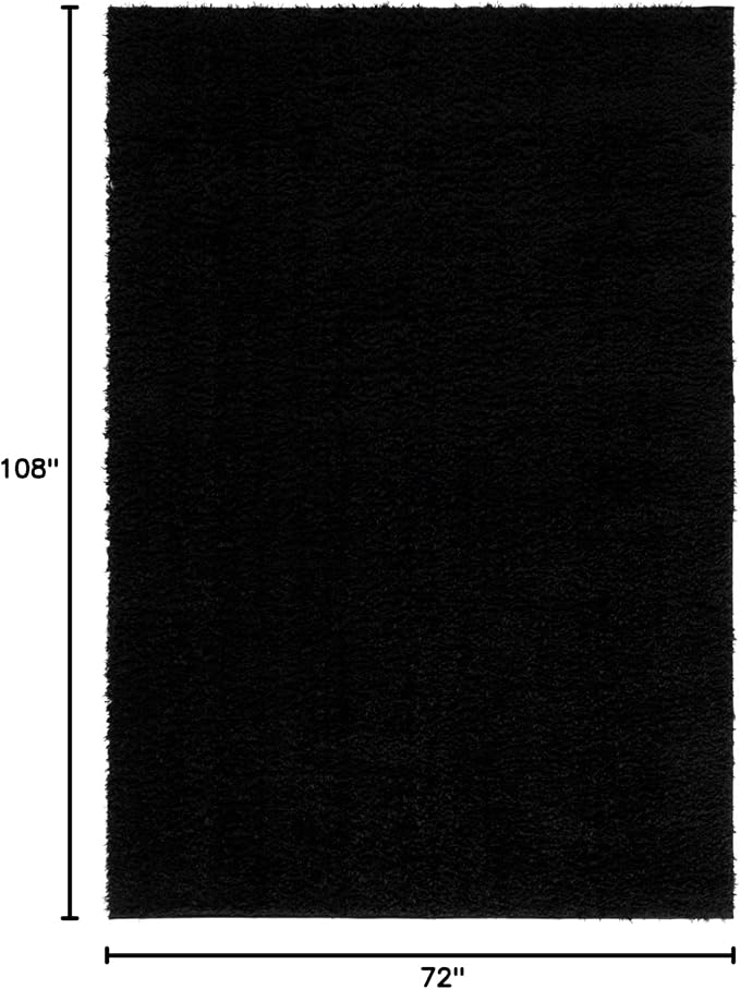 SAFAVIEH Lindsay Shag Collection Area Rug - 6' x 9', Black, Contemporary Design, 1.8-inch Thick, Ideal for The Living Room, Dining Room, Bedroom (LNS560Z-6)