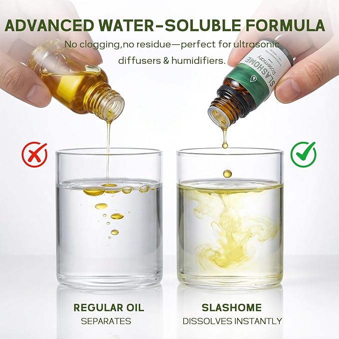 Essential Oils for Diffusers for Home –12 x 10ml Water Soluble Aromatherapy Oils with Wood Box, Natural Scented Oils for Home, Spa, Car & Gifts - Lavender, Peppermint, Sweet Orange, Tea Tree & More