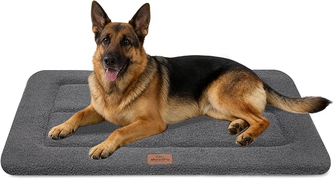 Reversible Dog Crate Pad Bed for Extra Large Dogs,Washable & Non-Slip Kennel Pet Mat, High Density Foam and Soft Fleece Cat Bed for Indoor & Outdoor Use, 48" x 30", Dark Gray
