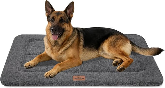 Reversible Dog Crate Pad Bed for Extra Large Dogs,Washable & Non-Slip Kennel Pet Mat, High Density Foam and Soft Fleece Cat Bed for Indoor & Outdoor Use, 48" x 30", Dark Gray