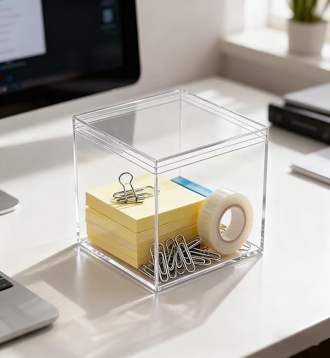 Acrylic Box Clear Display Boxes with Lids Acrylic Square Cube Decorative Boxes Jewelry Storage Box for Birthday Valentine's Day Party Favor Candy Pill and Tiny Jewelry