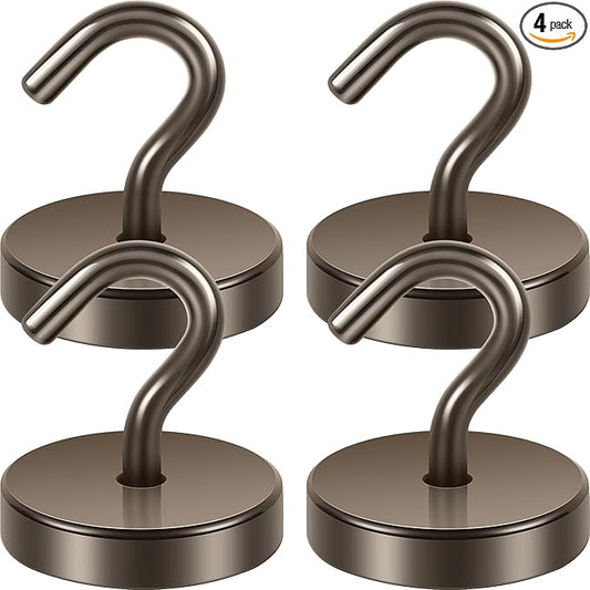Neosmuk Magnetic Hooks, Cruise Ship Essentials, 120lb+ Heavy Duty Magnetic Hooks for Cruise Cabins, Refrigerator, Grill, Hanging, and Travel | Extra Strong Must-Haves Magnet Hook,Brown