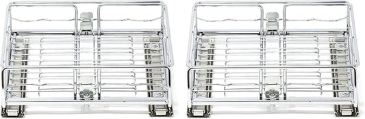 Origami 2 Pack Kitchen or Bathroom Chrome Plated Steel Sliding Pullout Drawer and Cabinet Organizer, Adjustable 10 Inch Width, Silver