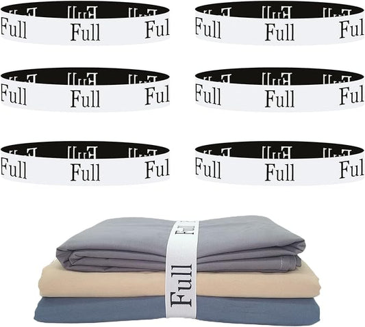 6 Pieces Bed Sheet Organizer Bands, Sheet Organizers and Storage Label Bands, Sheet Label for Bedding, Sheets Organizer for Closet,Sheet Keepers Linen Labels Bedding Bands (Full)