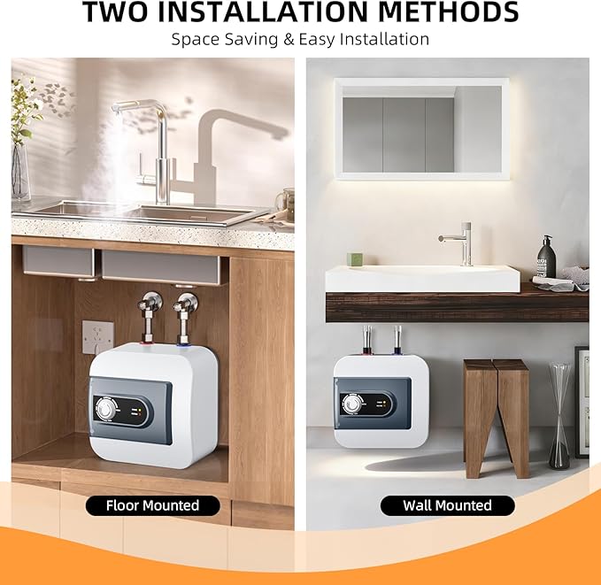 Electric Mini Tank Water Heater, 4Gallon Under Sink On Demand Hot Water Heater, Wall or Floor Mounted, 1500W Point of Use Instant Hot Water for RV Kitchen Bathroom Restaurant
