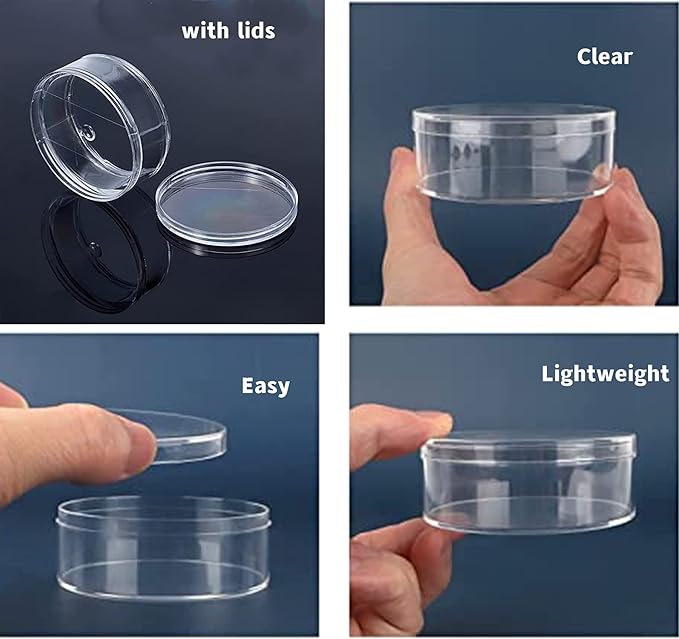 KissYou Acrylic Box Clear Round Box with Lid 12 Packs Small Mini Round Container Cookie Candy Sweets Easter Party Favor Gifts Box
