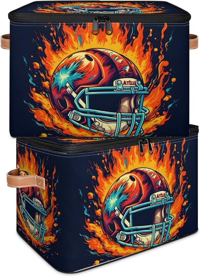 Cubes Storage Baskets, American Football Empty Gift Basket Foldable Storage Box Bin,Waterproof Open Shelf Basket Organizer for Clothes Toy Bedroom Nursery Home Decorative