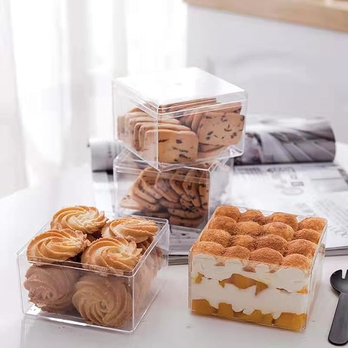 KissYou Acrylic Box Clear Display Boxes with Lids Small Plastic Square Cube Birthday Wedding Party Decoration Easter Candy Contanier