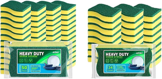 AIDEA Heavy Duty Scrub Sponge or Cleaning, Stink Free Sponge, Effortless Eco Pads for Dishes,Pots,Pans All at Once