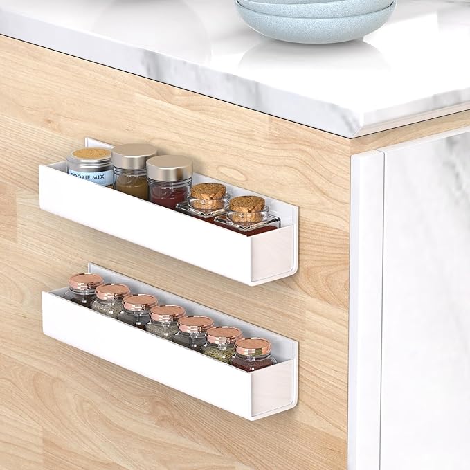 Wall-Mount Acrylic Spice Rack 2-Pack - No Drilling Required