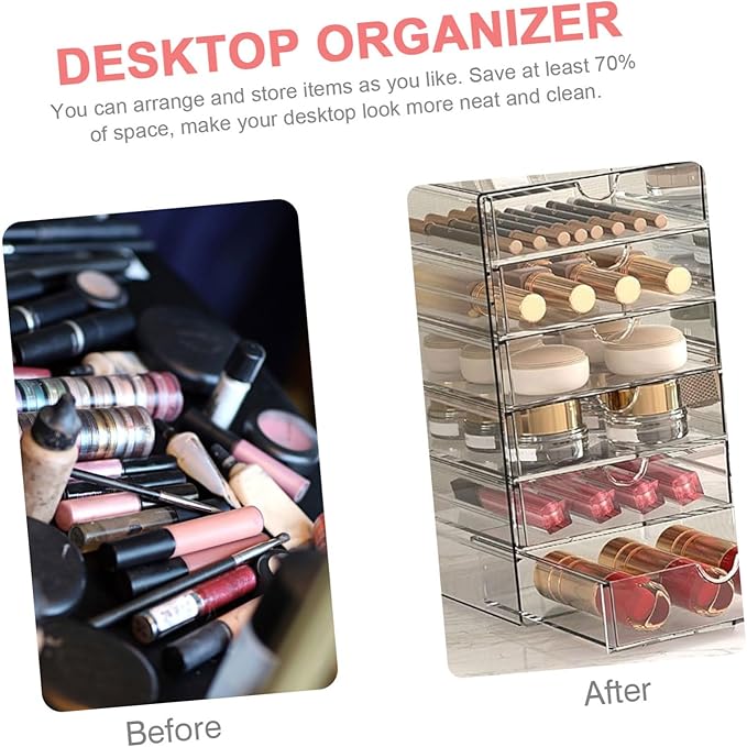 Cabilock Five Storage Box Acrylic Jewelry Organizer Makeup Holder Desktop Drawers for Countertop