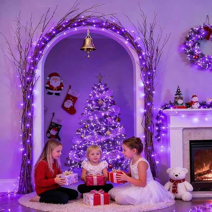 LAMPHOME Purple Halloween Lights, 21.6FT100 LED Halloween String Lights, Waterproof & Connectable Mini Christmas Light, Plug in for Indoor Outdoor Holiday Christmas Party Bedroom Decorations