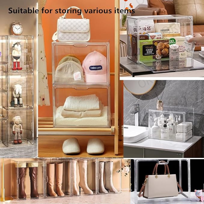 1 Pack Transparent Storage Box Handbag Display Magnetic Organizer for Shoes, Book, Cosmetic, Toys, Dolls Hat, Handmade, Snack Container (1 PACK)